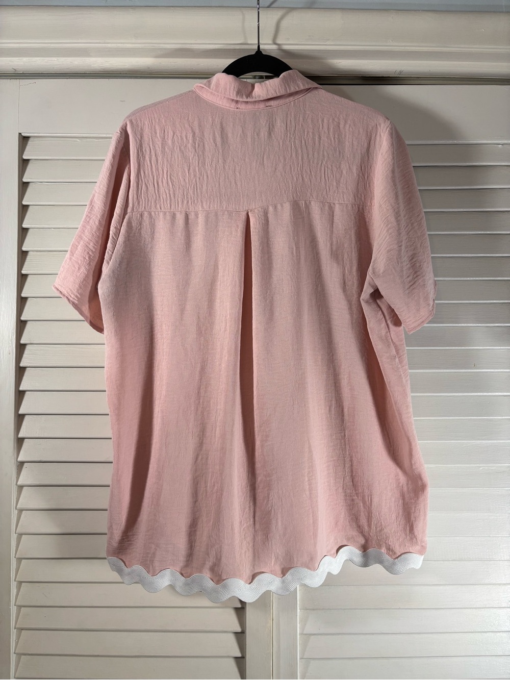 Timing Women’s Pink Ric Rac Trim Button Down Blouse Large Preppy Cottagecore - Picture 3 of 12